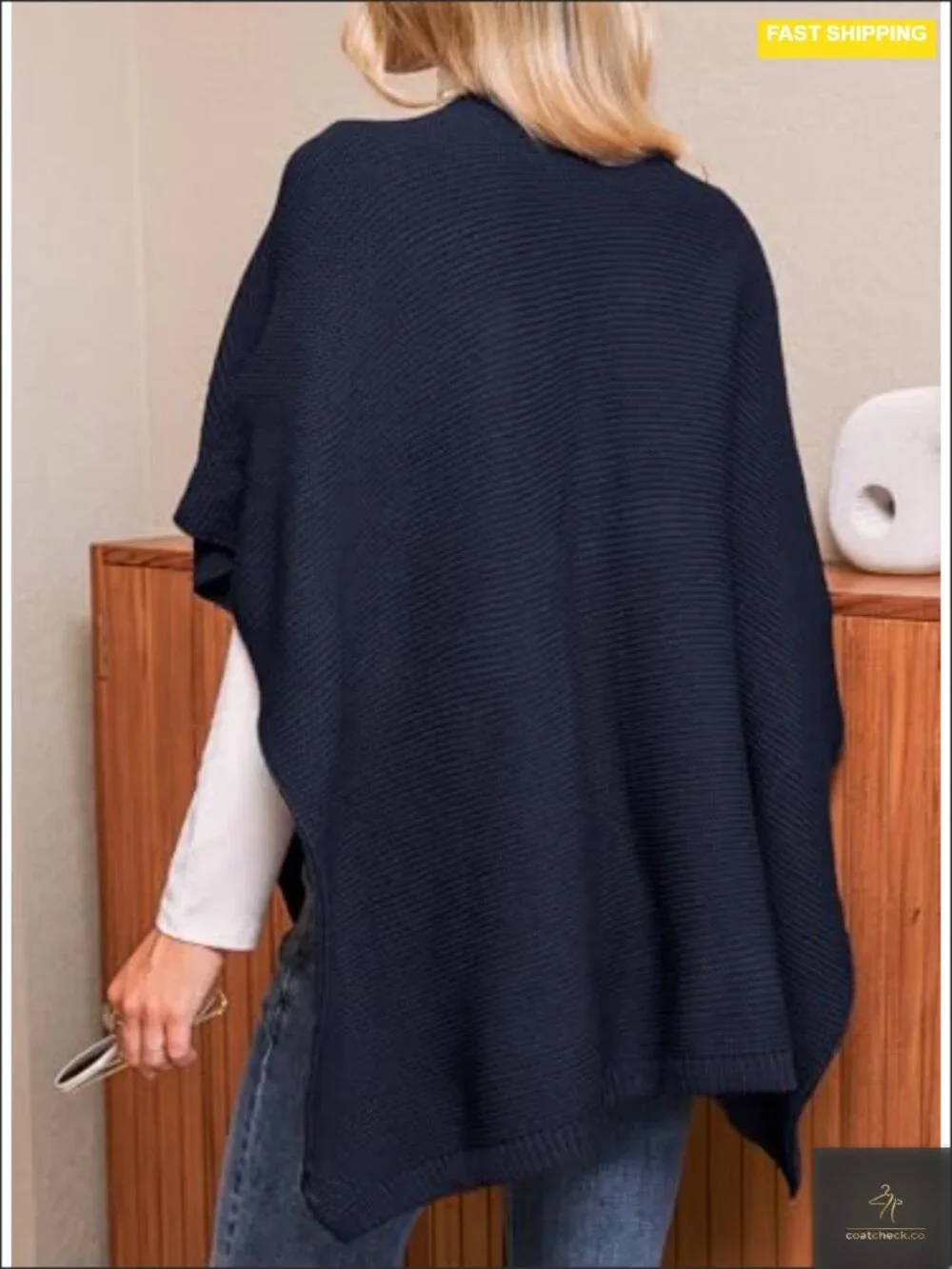 Soft Knit Open Front Poncho Cape Wrap Shawl for Women
